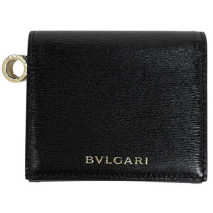 BVLGARI B.zero1 Tri-fold Wallet, Leather, Black, Women's